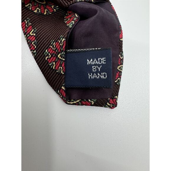 Polo Ralph Lauren Red Silk Necktie Mens Eye Medallion Print Made in USA - Picture 5 of 6